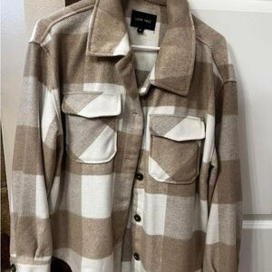Love Tree Tan and White Checkered Jacket